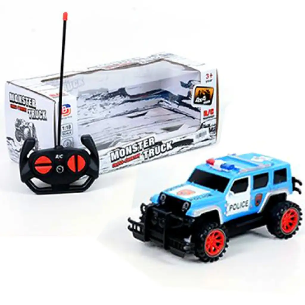 RC távirányítós rendőr terepjáró négy funkcióval 1/18 kép 1