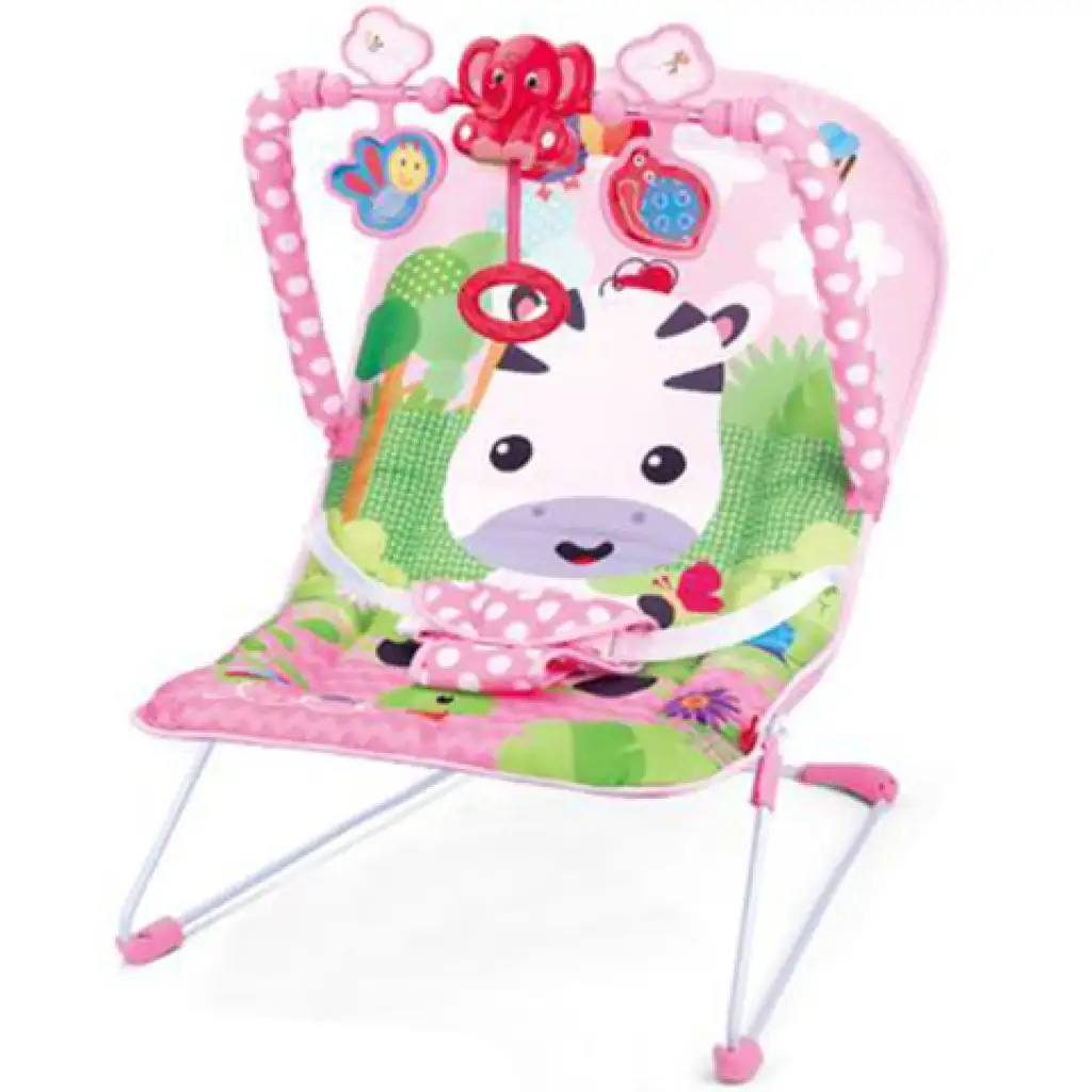 Rezgő és zenélő pihenőszék pink színben zebra mintával kép 1