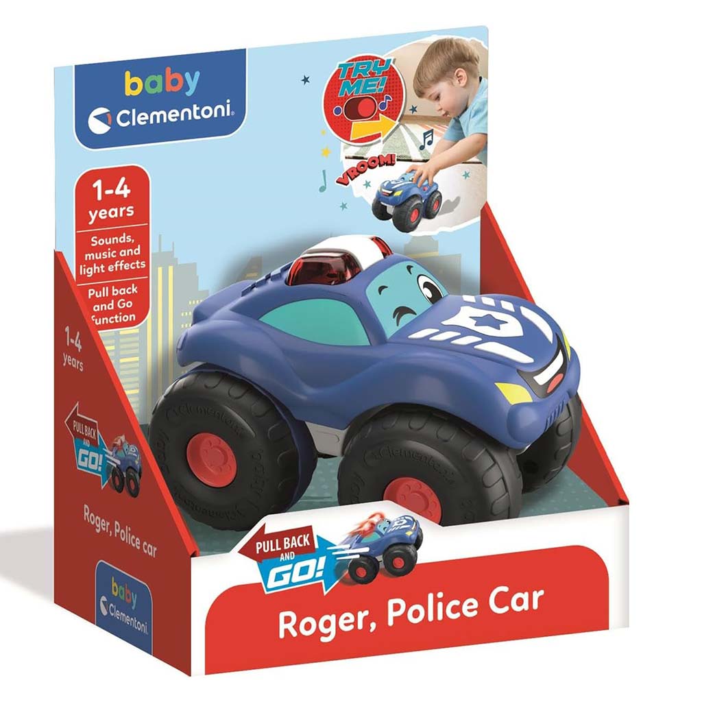 Roger, hátrahúzós baby rendőrautó hanggal és fénnyel - Clementoni kép 1