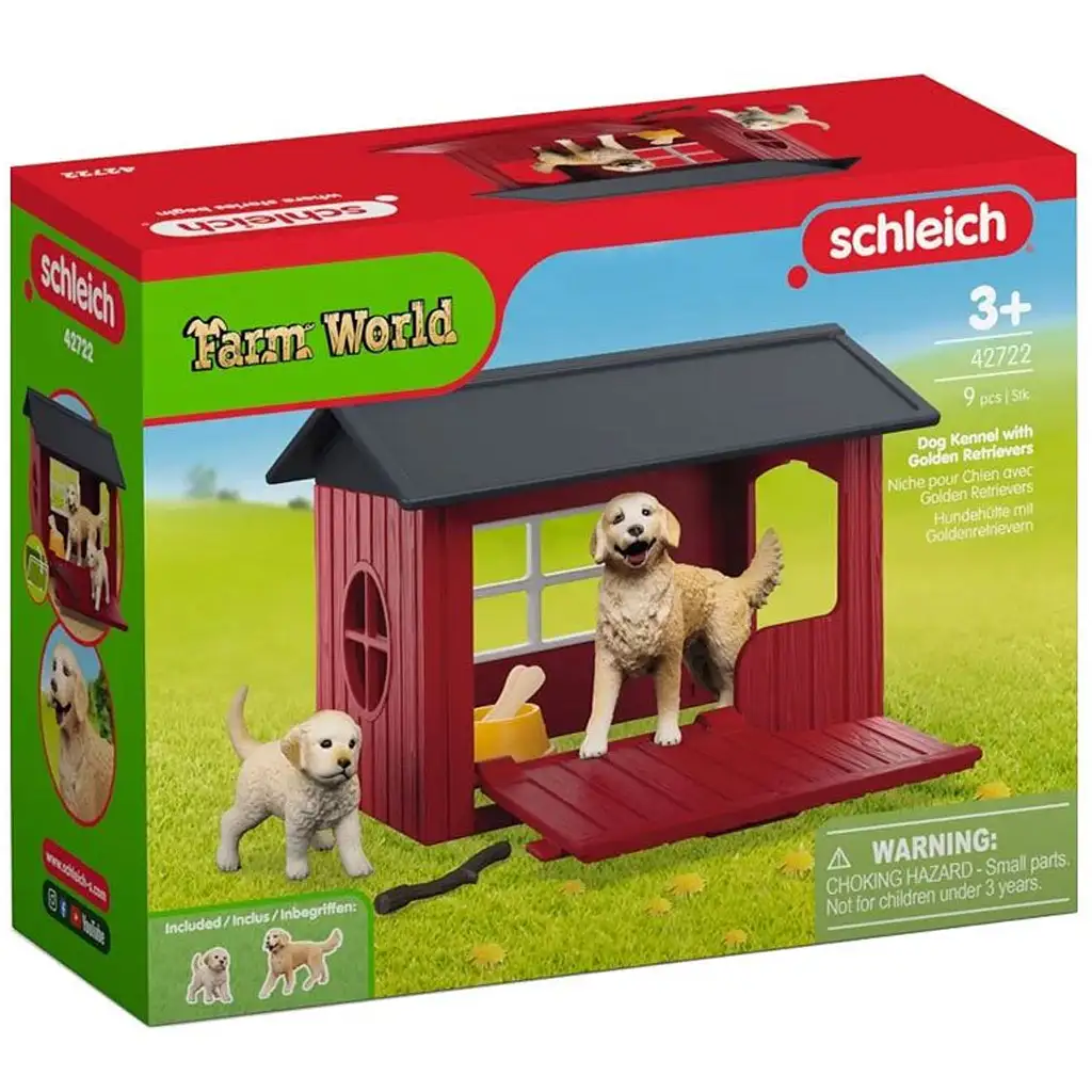 Schleich Farm World – Kutyaház Golden Retriever kutyusokkal játékszett (42722) kép 1