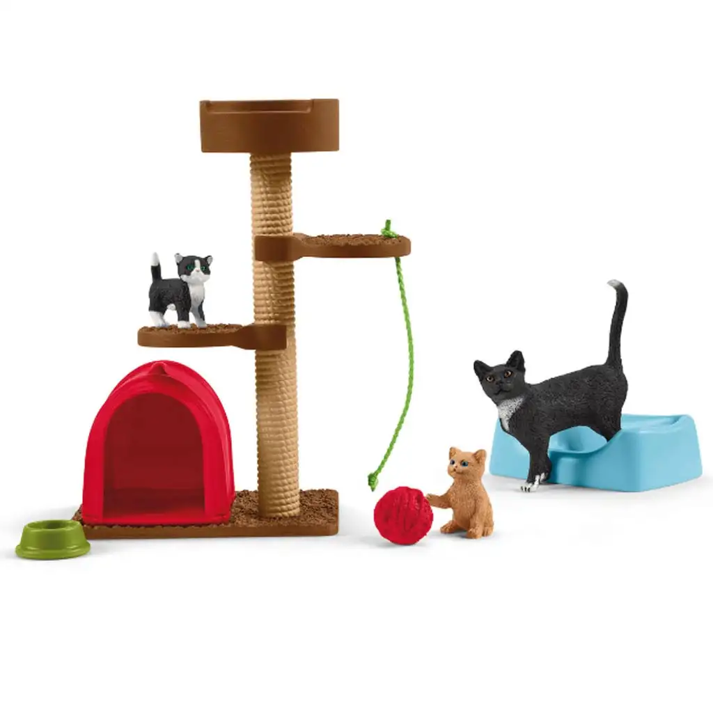 Schleich: Farm World - Játékélmény aranyos cicáknak játékszett (42501) kép 2