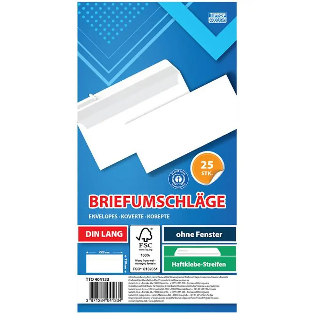 Spirit: Fehér boríték LA/4 11x23cm 25db-os csomag kép 1