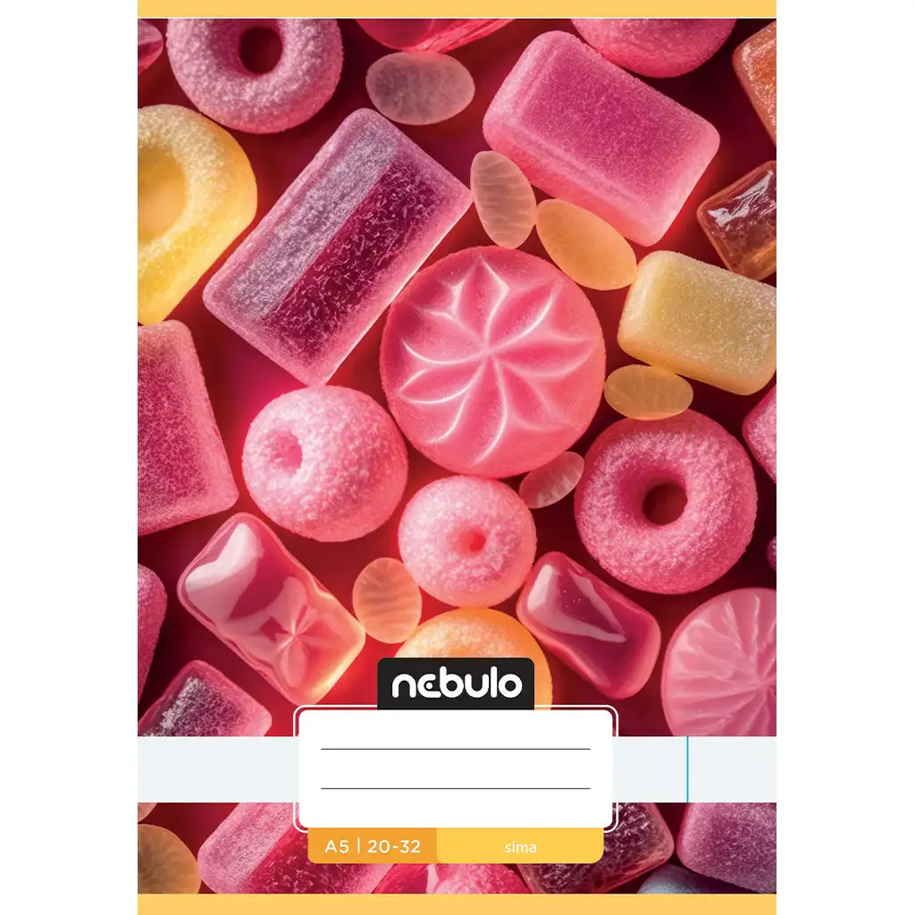Nebulo: Tűzött sima füzet A5-ös 20-32 Cuki mintás - Édességes kép 1