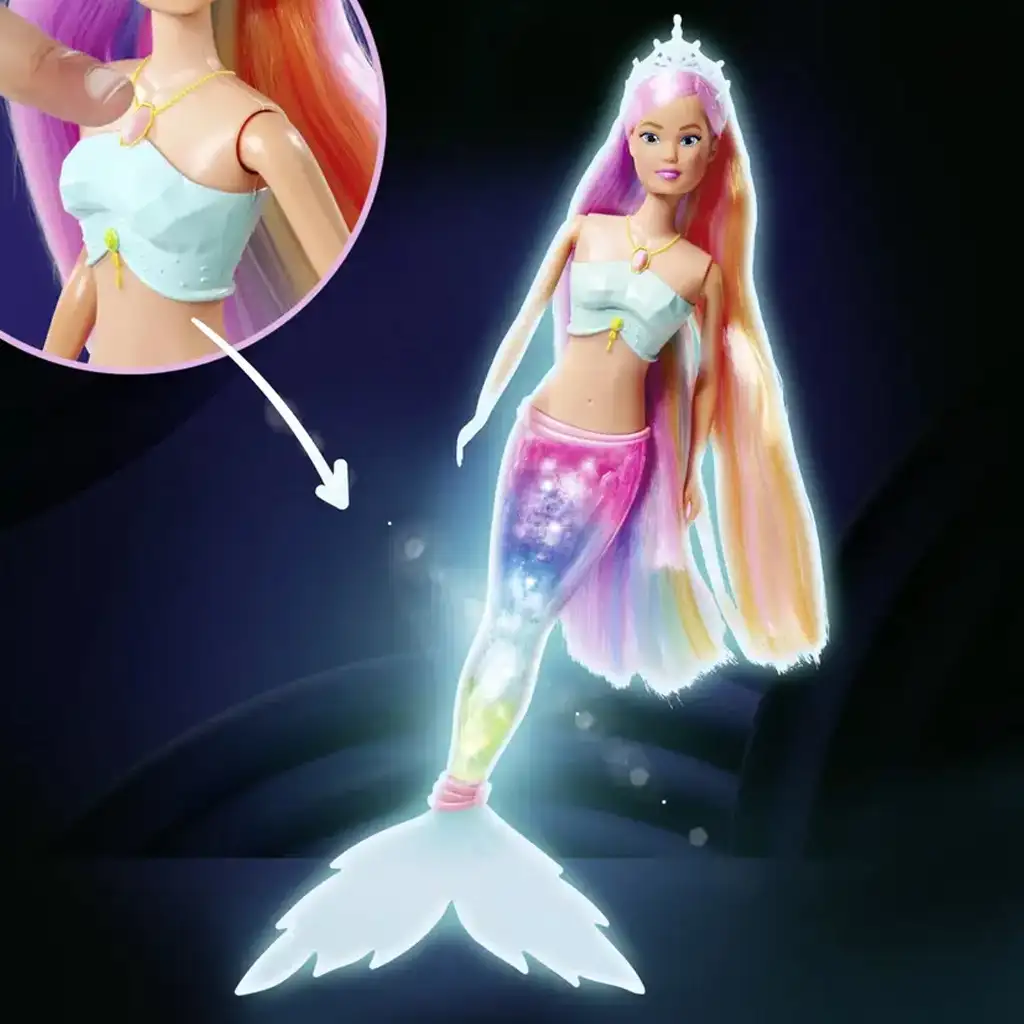 Steffi Love: Steffi mágikus szivárvány sellőbaba világító uszonnyal - Simba Toys kép 2