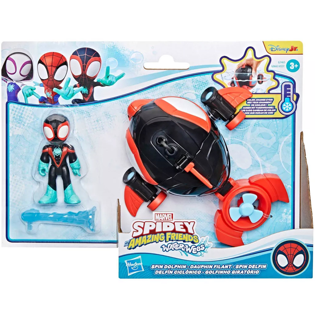 Spidey and His Amazing Friends: Waterwebs figurák és színváltós járművek - Spin Dolphin - Hasbro kép 1