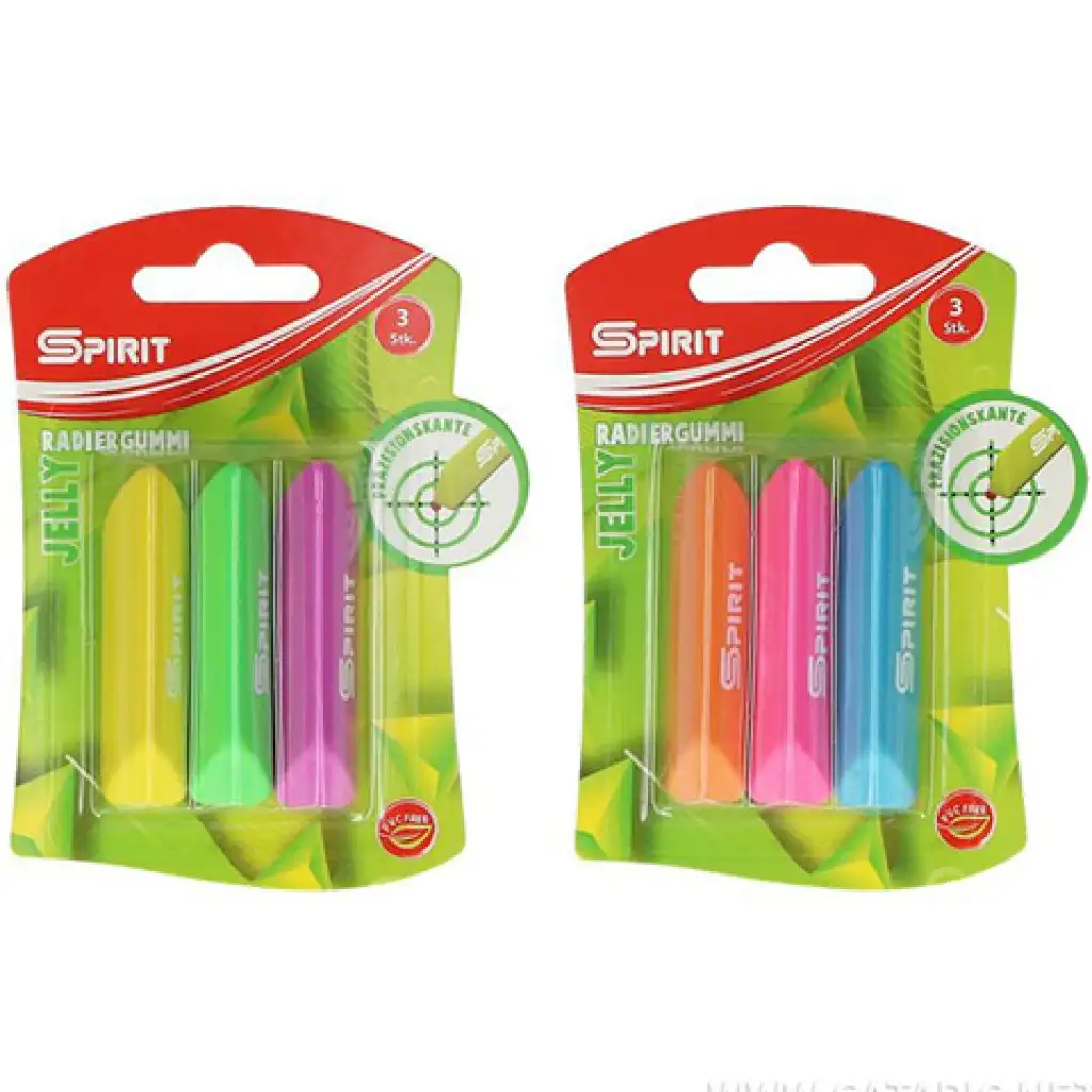 Spirit: Jelly háromszög alakú radír többféle színben 3db-os szett kép 1
