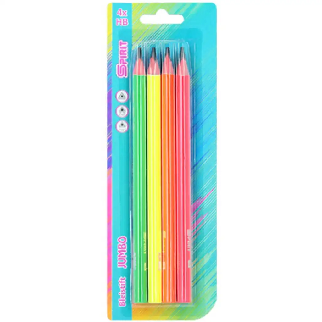 Spirit: Jumbo HB grafit ceruza szett neon külsővel 4db-os kép 1