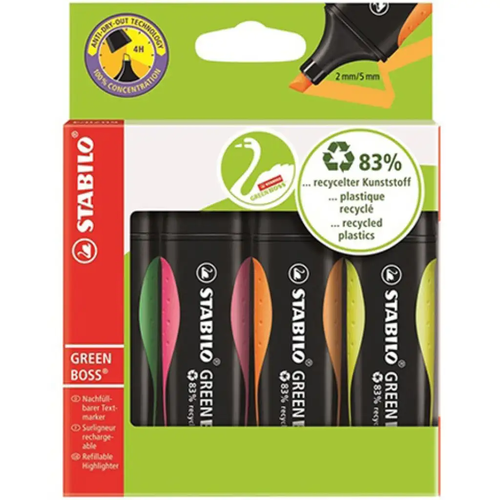 Stabilo: Green Boss szövegkiemelő 4db-os színes szett kép 1