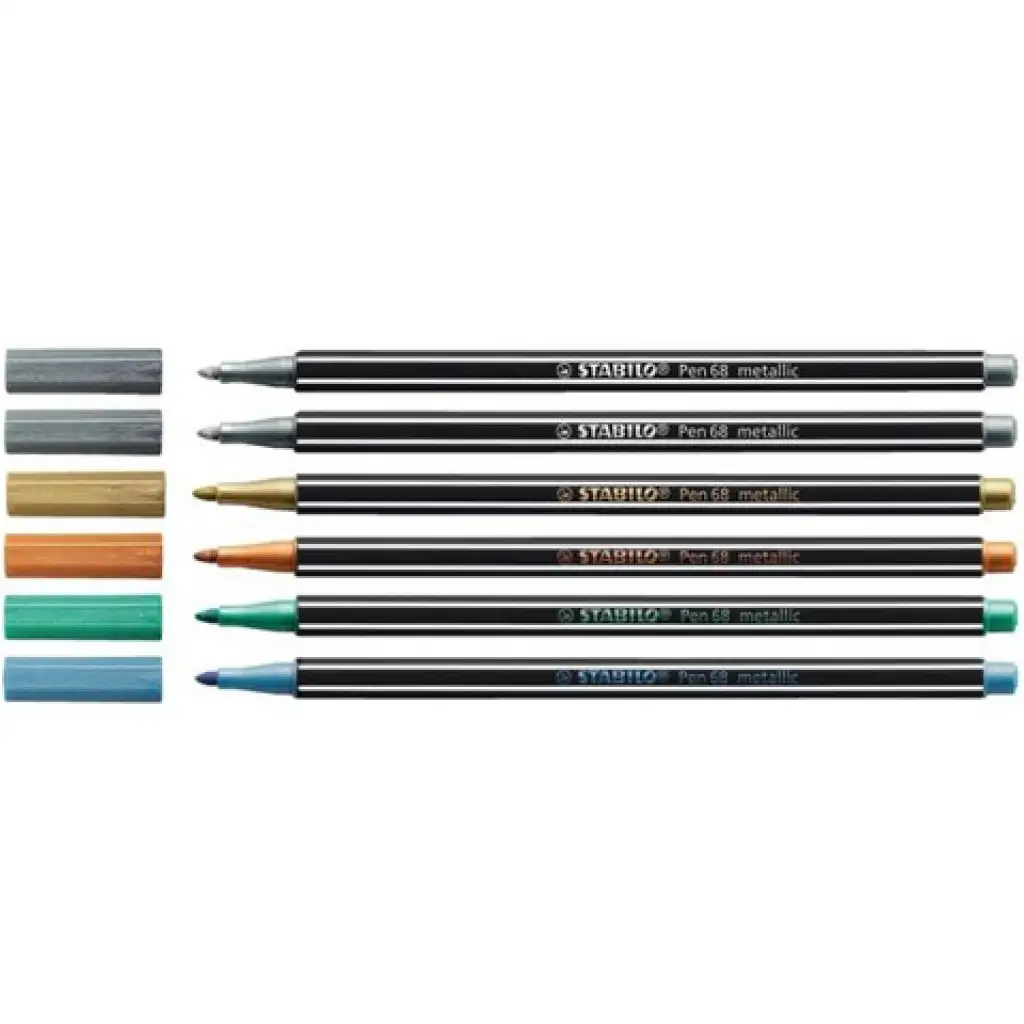 Stabilo: Pen 68 metál színű filctoll készlet 6db-os kép 2
