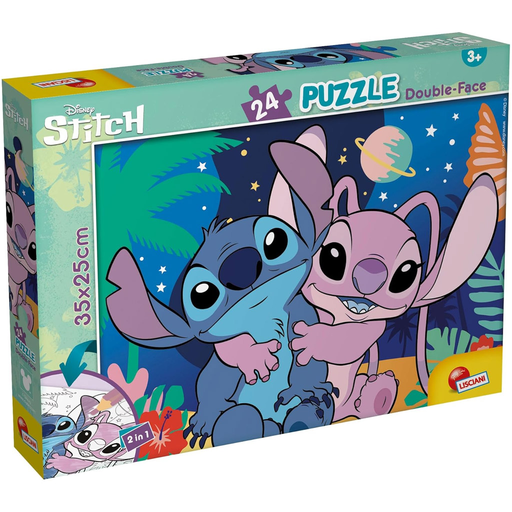 Stitch 2 az 1-ben 24db-os puzzle és színező 35x25cm - Lisciani kép 1