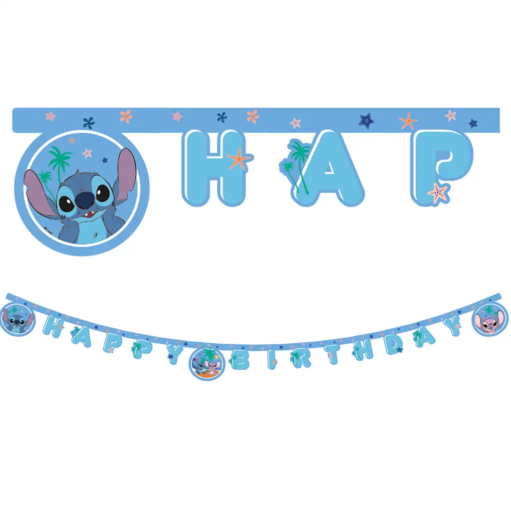 Disney Stitch szülinapi "Happy Birthday" felirat party banner 200cm kép 1