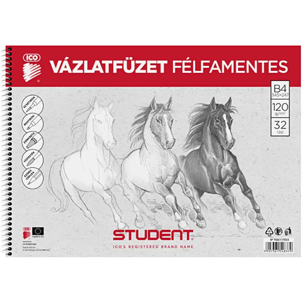 Student Spirál félfamentes vázlatfüzet B/4 kép 1