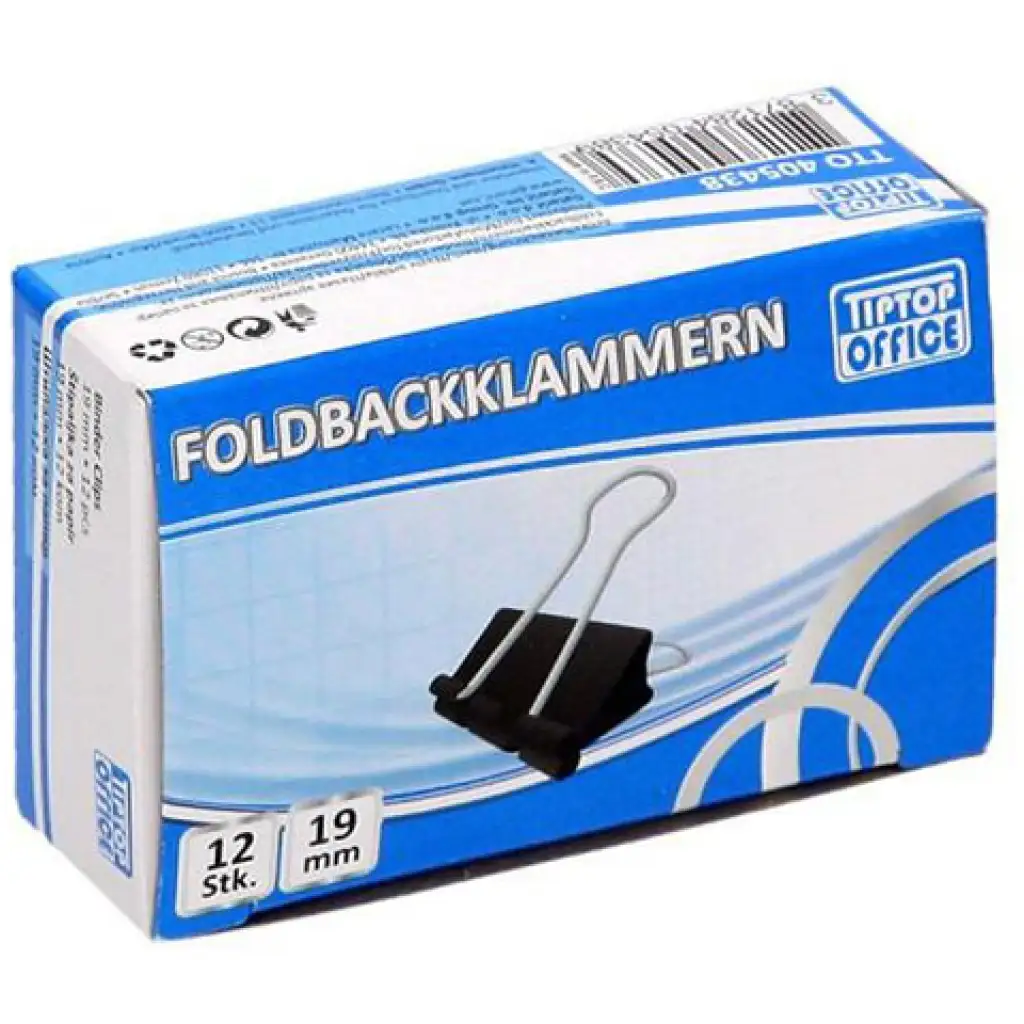 Spirit: Szárnyas fém iratcsipesz 19mm-es 12db-os csomagban kép 1