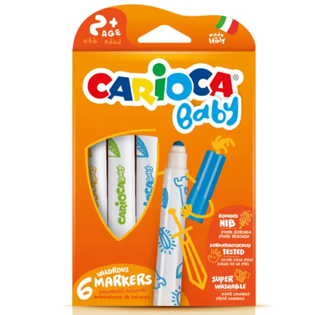 Carioca: Színes bébi filctoll 6db-os szett kimosható kép 1