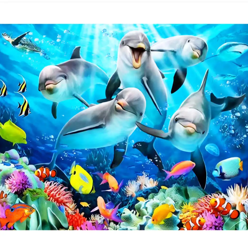 Gyémántszemes kirakó: Delfinek gyémántfestő szett 40x50cm kép 1