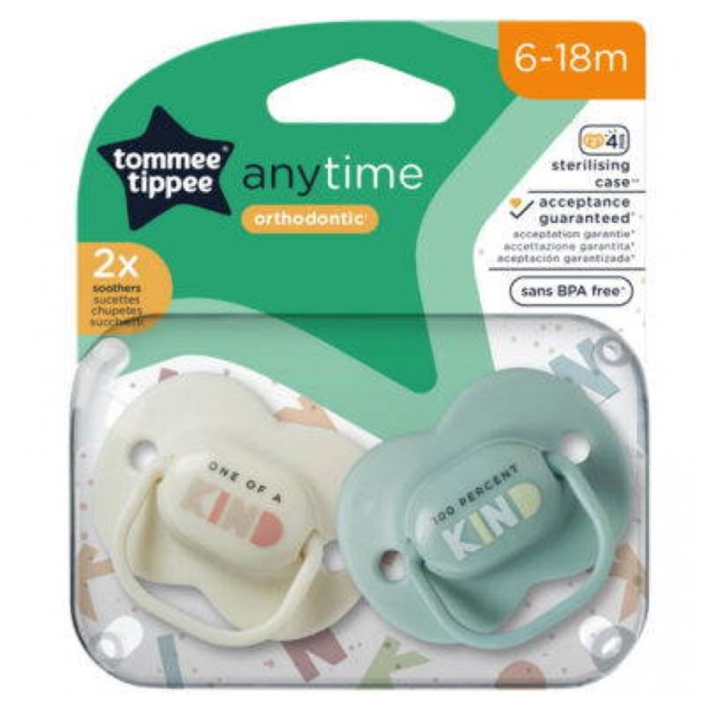 Tommee Tippee: AnyTime 2 db-os fogszabályzós cumi szett (6-18 hó) kép 1