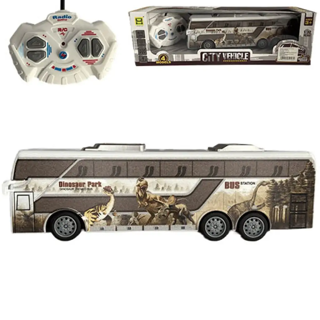 RC Távirányítós Jurassic City Busz fénnyel 27MHz 1/32-es méretarány 25cm kép 1