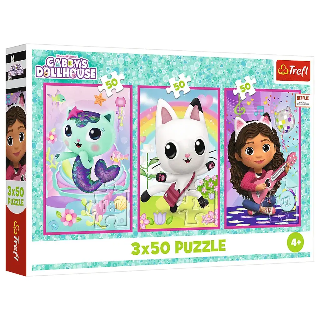 Gabi babaháza Gabival és a cicákkal 3x50db-os puzzle - Trefl kép 1