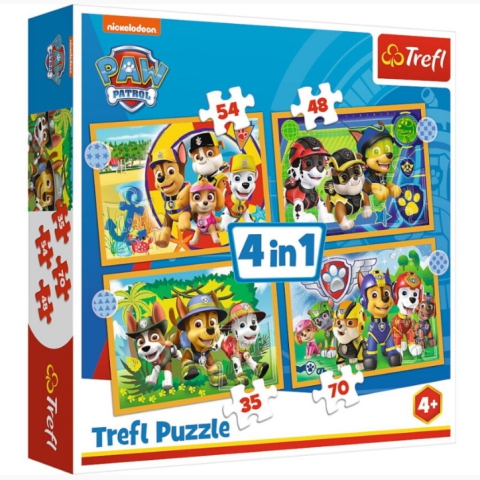 Mancs őrjárat: Nyaral a csapat 4 az 1-ben 35-48-54-70db-os puzzle - Trefl kép 1