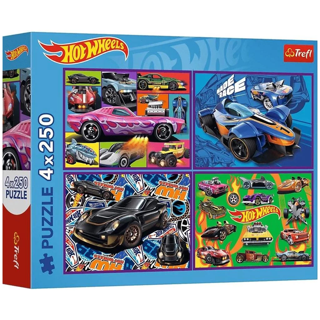 Hot Wheels versenyautók 4x250db-os puzzle - Trefl kép 1