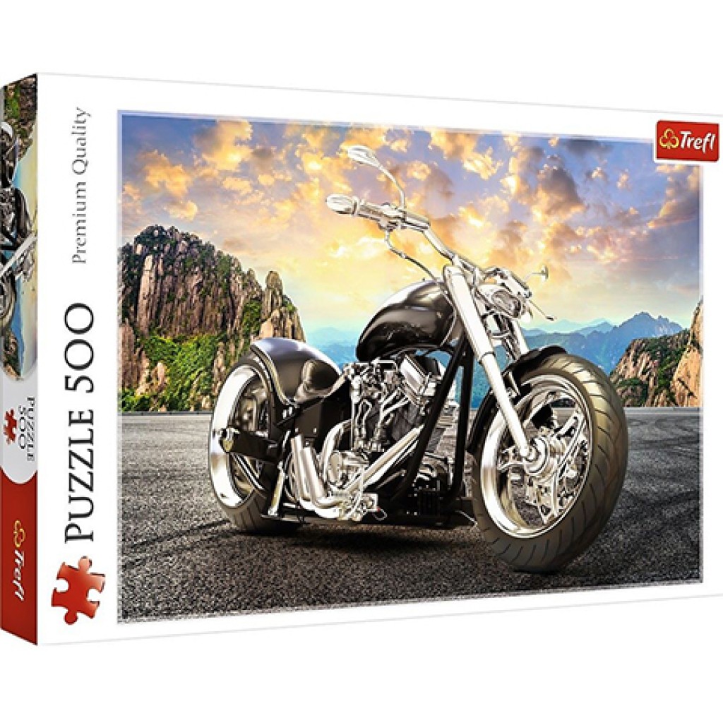 Fekete Chopper motorkerékpár 500db-os prémium puzzle - Trefl kép 1