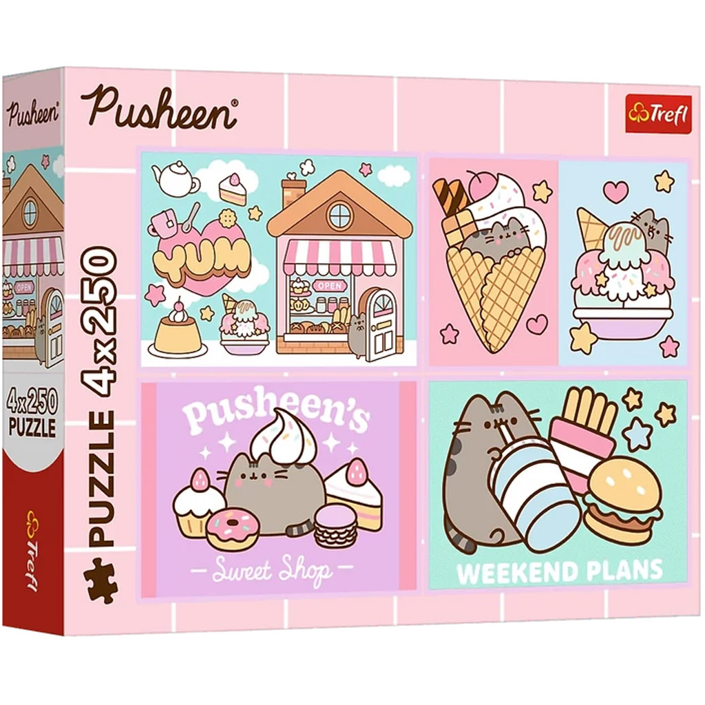 Ismerd meg Pusheen cicát 4x250db-os puzzle - Trefl kép 1