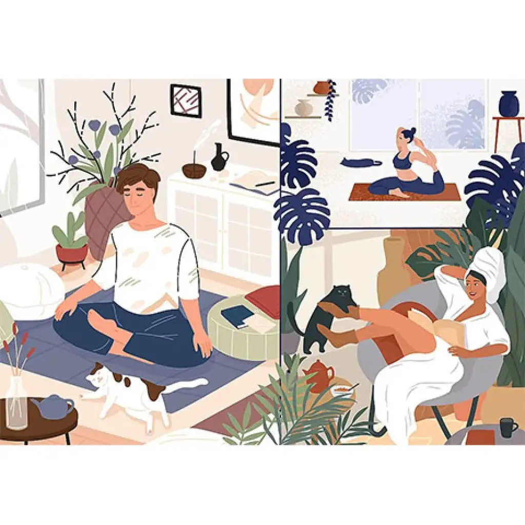Yoga, Cats, Coffee Szellemi béke 1000 db-os UFT puzzle - Trefl kép 1