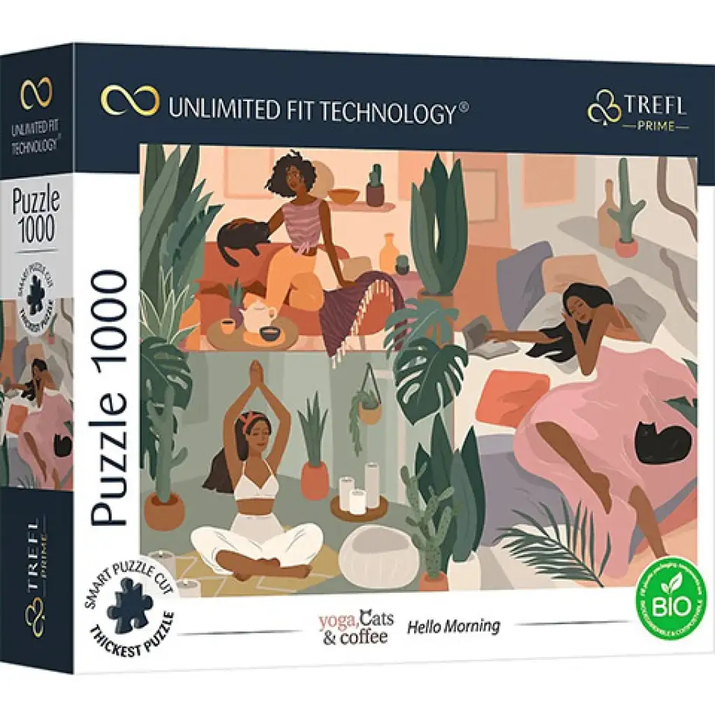 Yoga, Cats, Coffee Helló reggel 1000 db-os UFT puzzle - Trefl kép 1