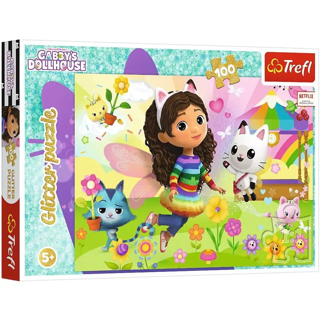 Gabi babaháza Csillogó kaland 100db-os glitteres puzzle – Trefl kép 1