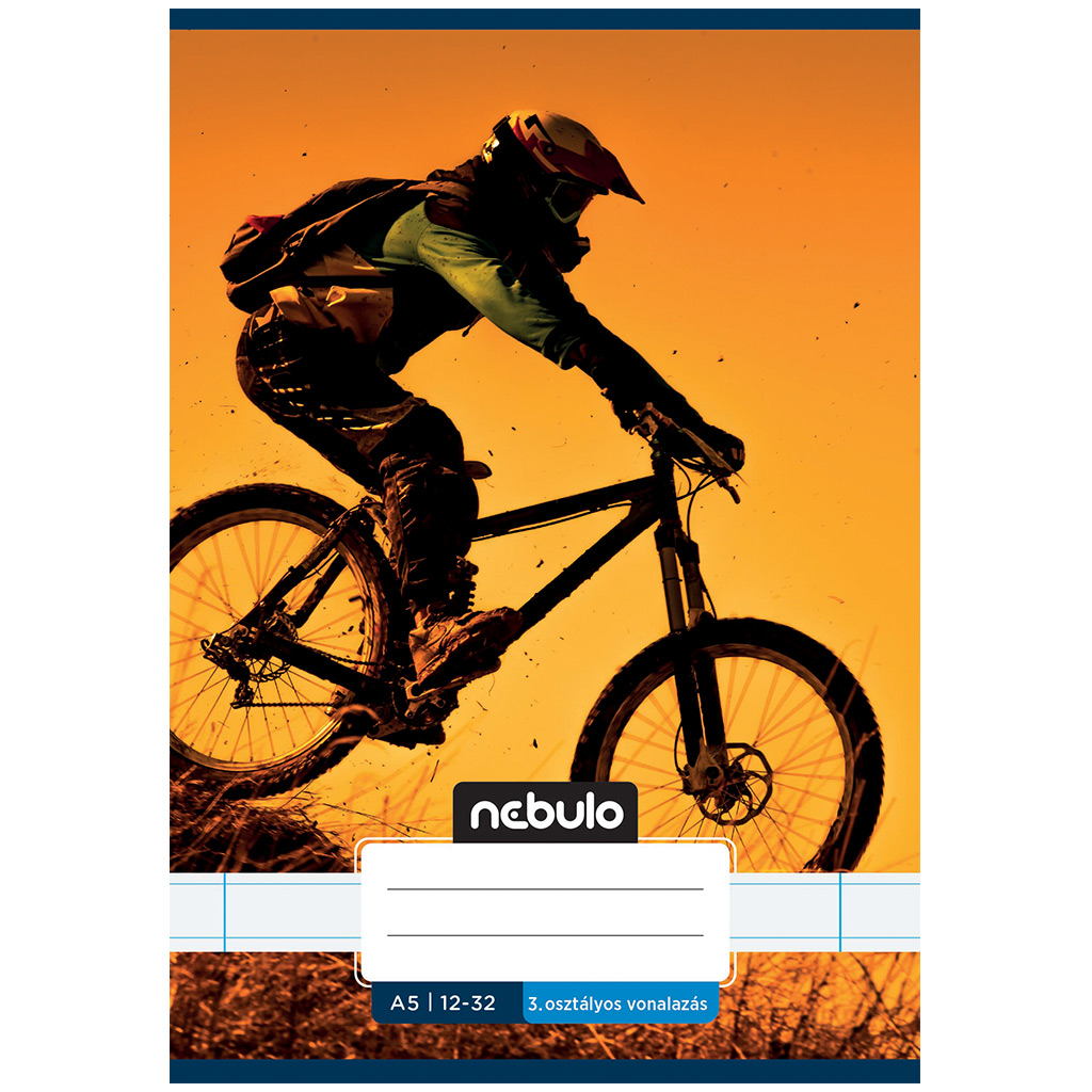 Nebulo: Tűzött 3. osztályos mountain bike mintás vonalas füzet 12-32 A/5 kép 1