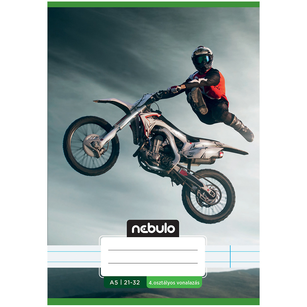 Nebulo: Tűzött 4. osztályos freestyle motoros mintás vonalas füzet 21-32 A/5 kép 1