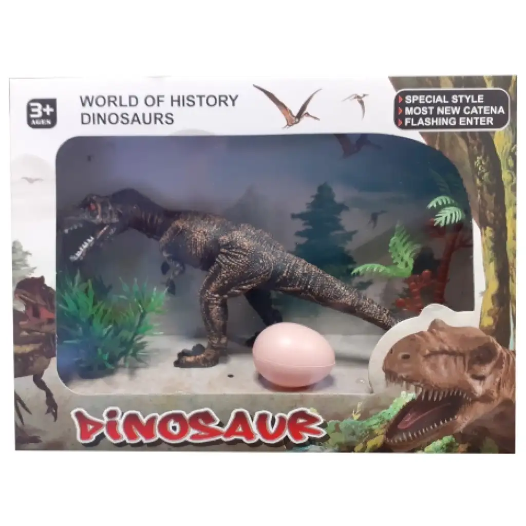 Tyrannoszaurusz Rex dinoszaurusz figura tojással és növényekkel kép 1