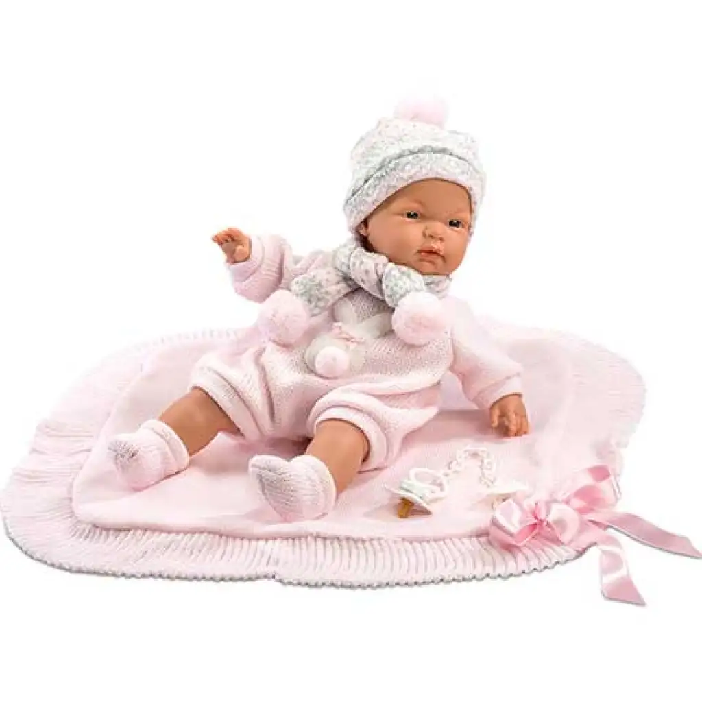 Újszülött lány baba takaróval és cumival 38cm kép 1