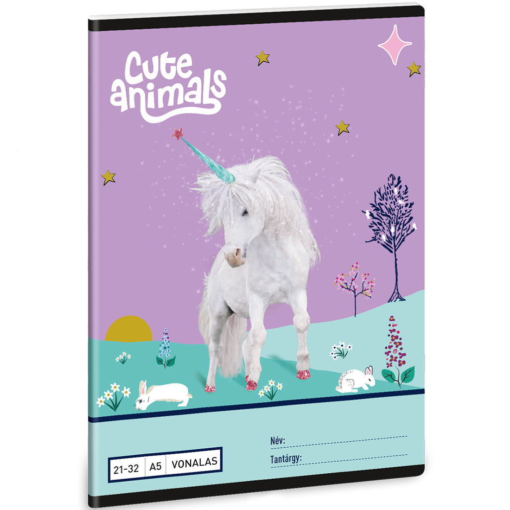Ars Una: Cute Animals - Unikornis mintás vonalas füzet A/5 21-32 kép 1