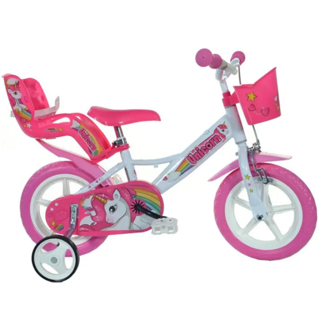 Unikornis rózsaszín-fehér gyerek bicikli 12-es méretben - Dino Bikes kerékpár kép 1