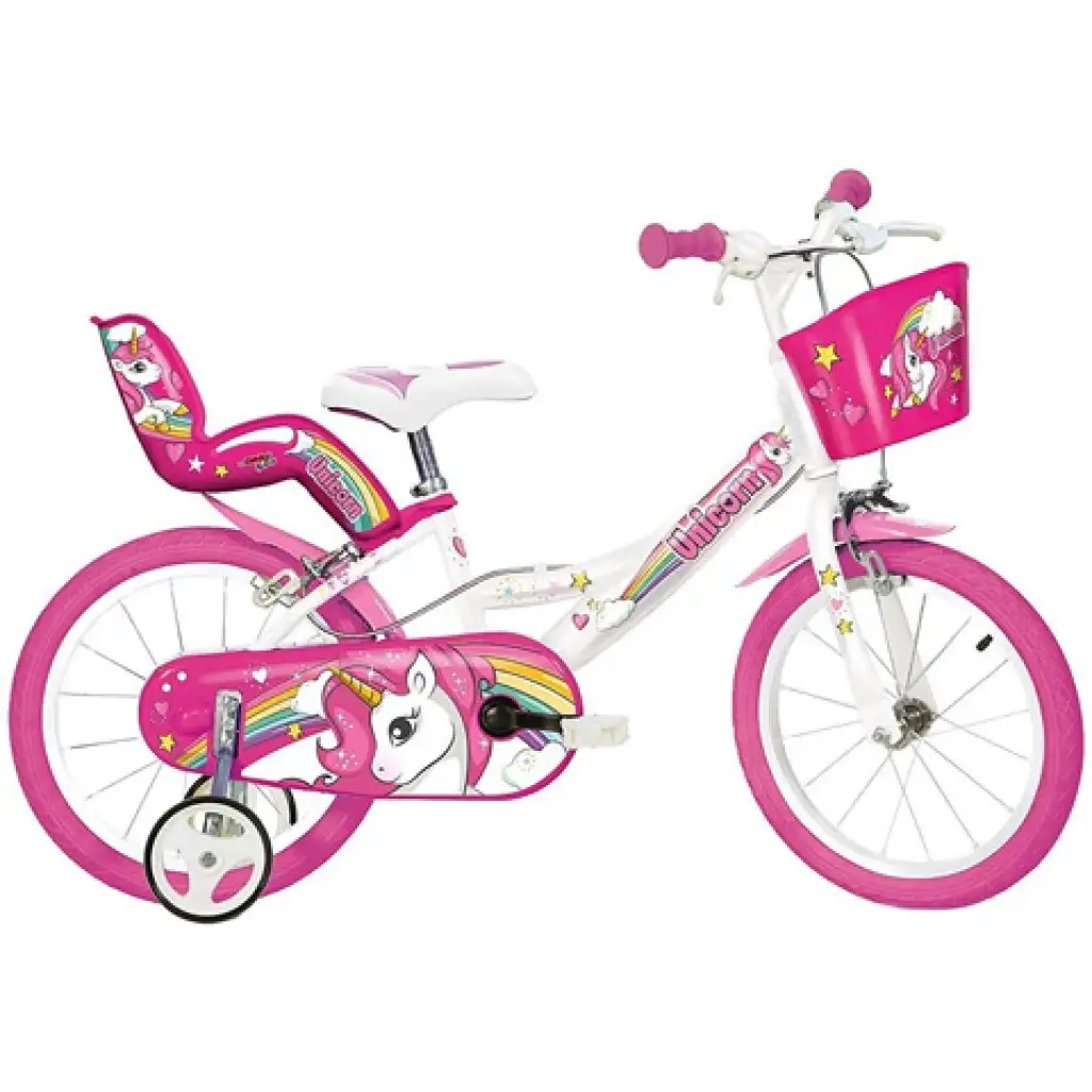 Unikornis rózsaszín-fehér gyerek bicikli 14-es méretben - Dino Bikes kerékpár kép 1