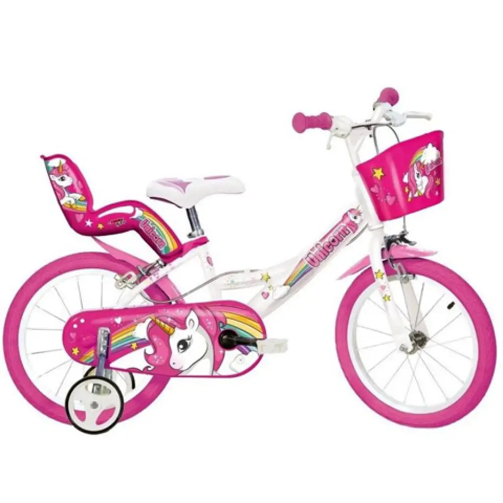 Unikornis rózsaszín-fehér gyerek bicikli 16-os méretben - Dino Bikes kerékpár kép 1