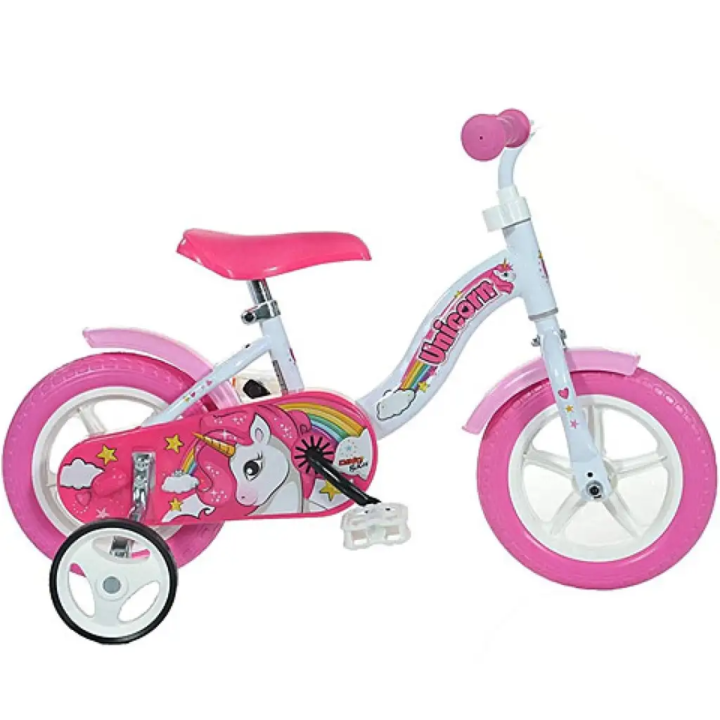 Unikornis rózsaszín-fehér gyerek bicikli 10-es méretben - Dino bikes kerékpár kép 1