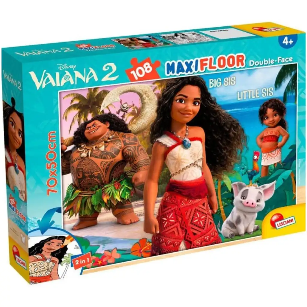 Vaiana 2 2 az 1-ben 108db-os puzzle és színező 70x50cm - Lisciani kép 1