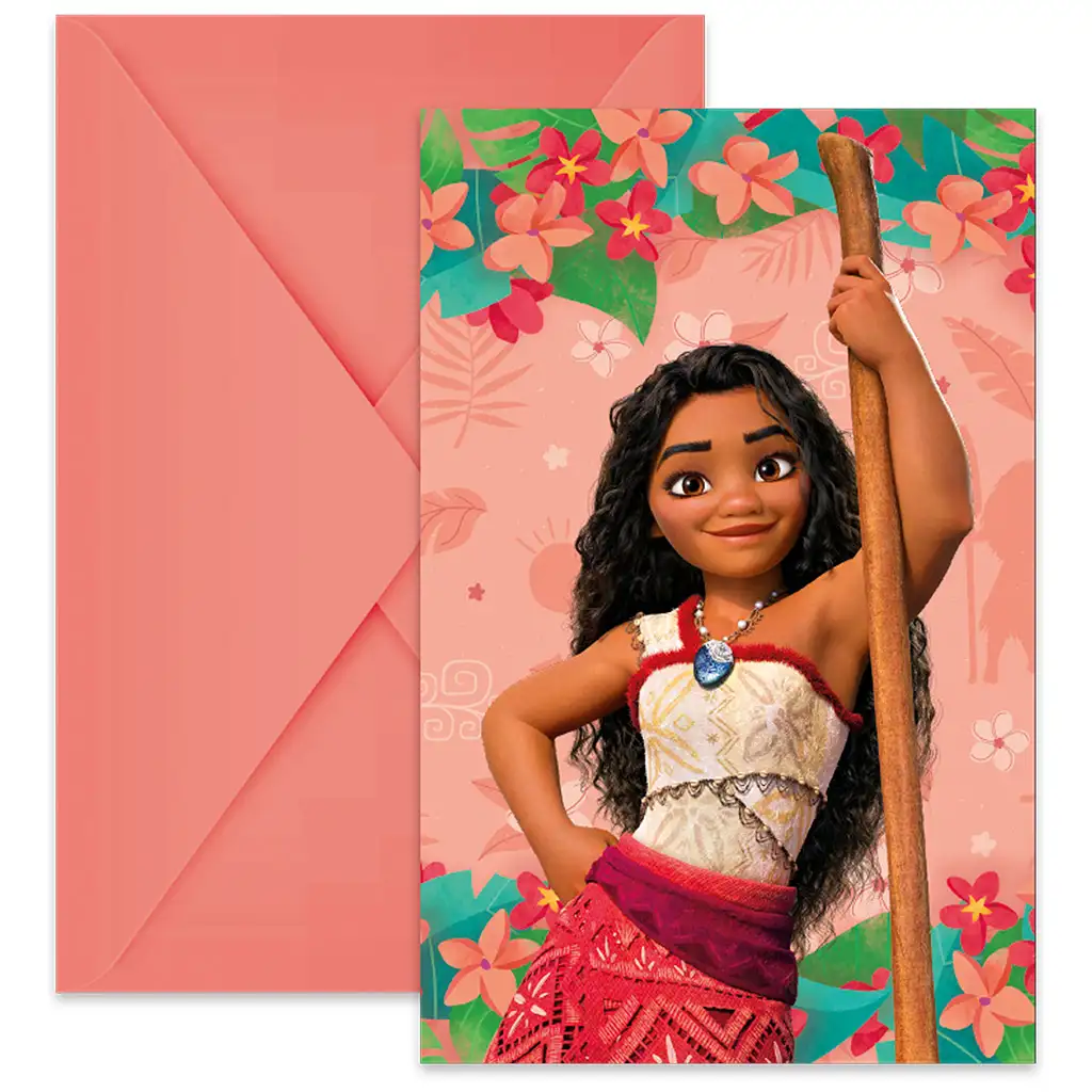 Disney Hercegnők Vaiana 2 party meghívó borítékkal 6db-os szett kép 1