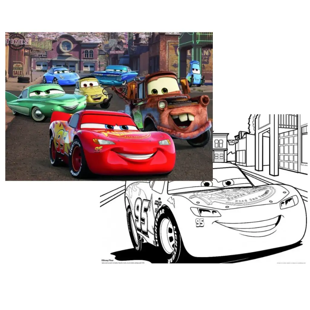 Verdák 2 az 1-ben 108db-os puzzle és színező 70x50cm - Lisciani kép 1