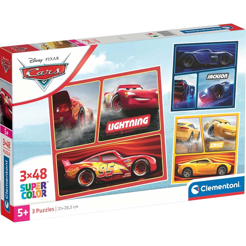 Verdák versenyautók 3x48db-os Supercolor puzzle - Clementoni kép 1