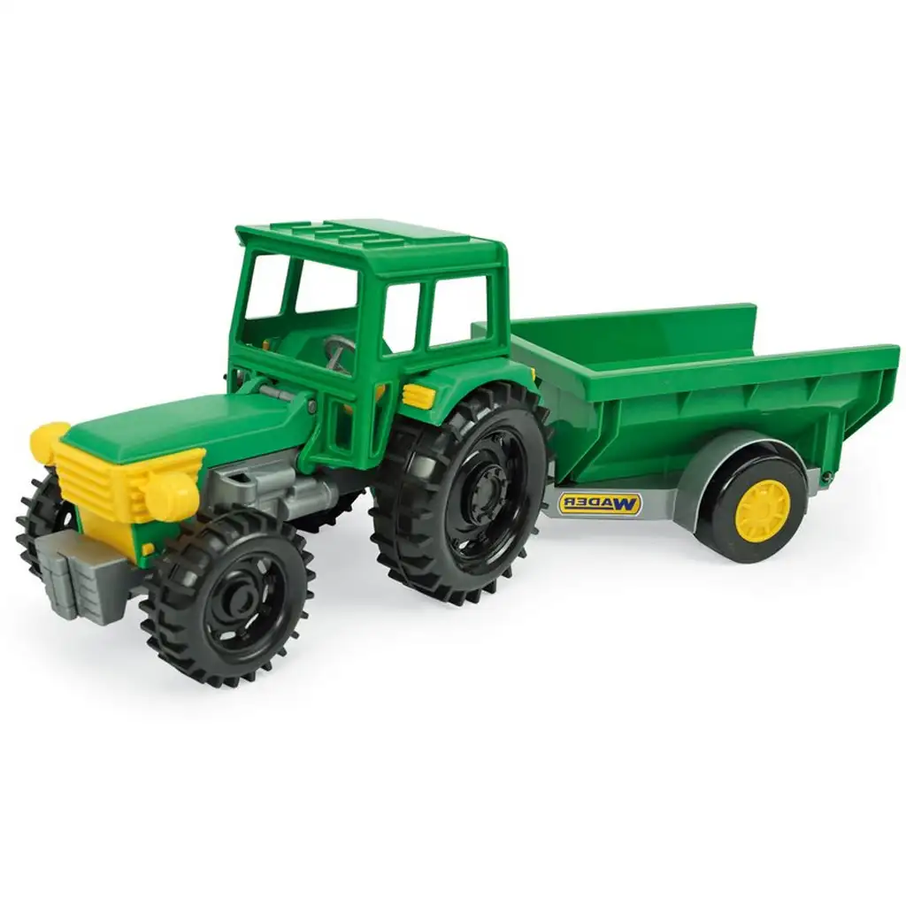 Zöld traktor billenős pótkocsival 38,5 cm - Wader kép 1