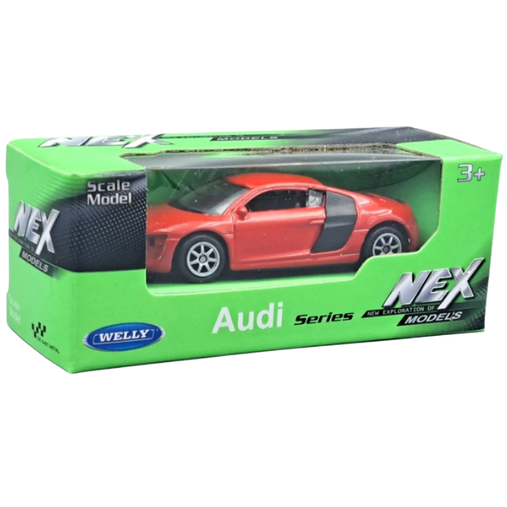 Welly: Audi R8 V10 piros kisautó modell 1/64 kép 1