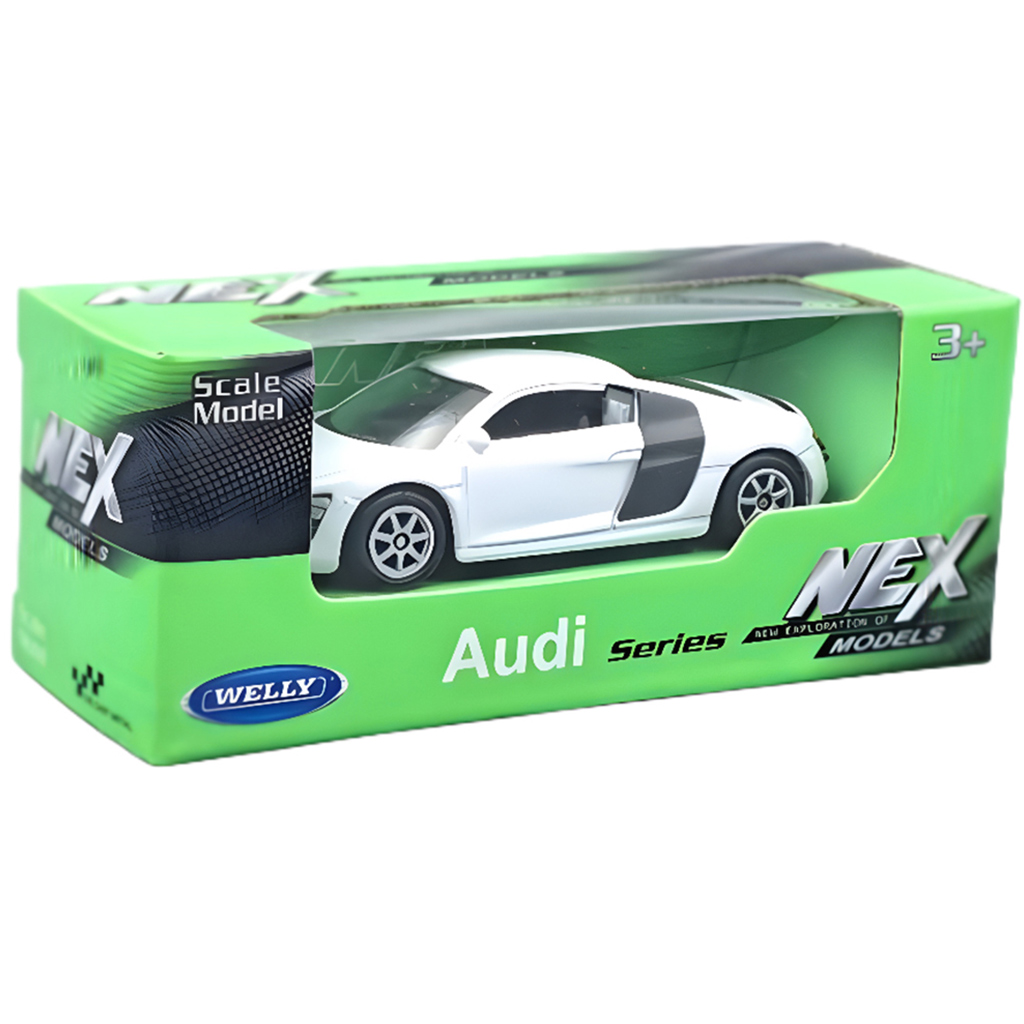 Welly: Audi R8 V10 fehér kisautó modell 1/64 kép 1