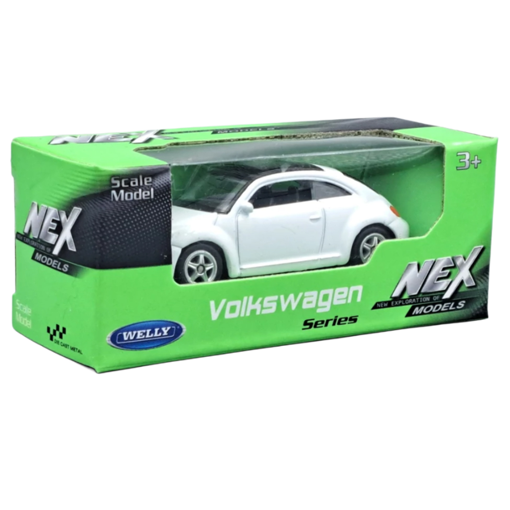 Welly: Volkswagen Bogár fehér kisautó modell 1/64 kép 1