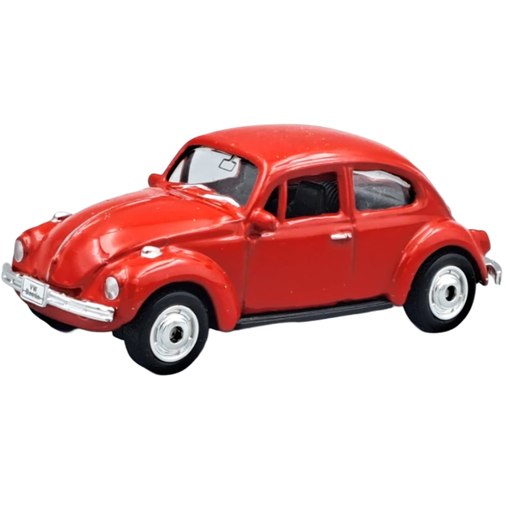 Welly: Volkswagen Bogár piros kisautó modell 1/64 kép 2