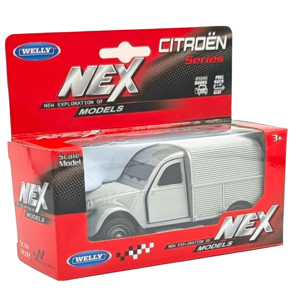 Welly: Citroen 2CV szürke fém kisautó modell 1/64 kép 1