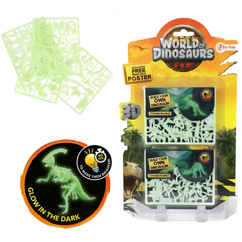 Dínós fluoreszkáló 3D puzzle többféle változatban 1db kép 1