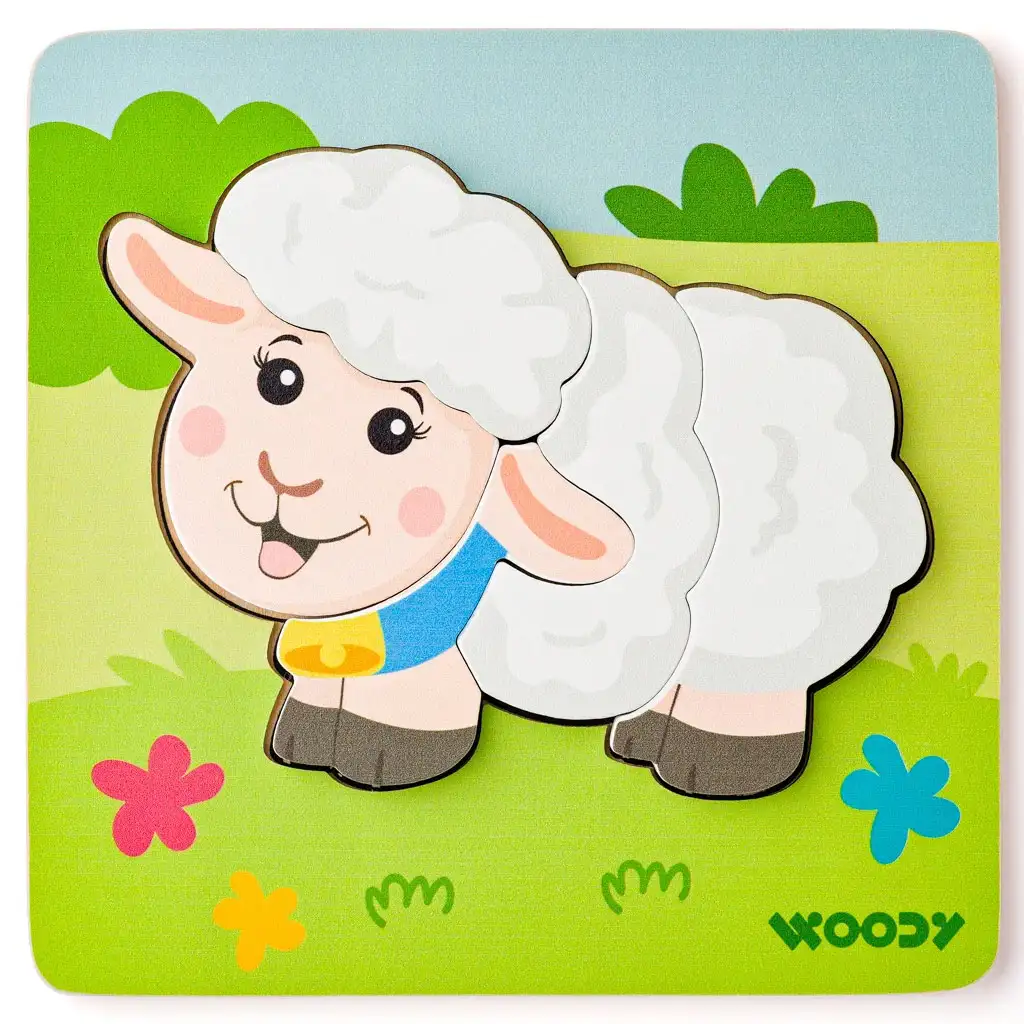 Fa bárányos 5db-os baba puzzle - Woodyland kép 1